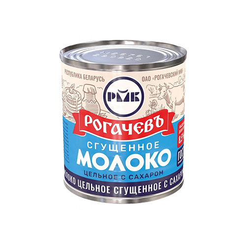 Молоко сгущенное цельное с сахаром РОГАЧЕВЪ 8,5%, ж/б 380 г