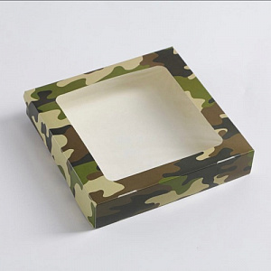 Коробка складная "Камуфляж" 20х20х4 см